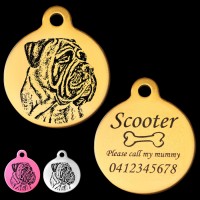 Bullmastiff Engraved 31mm Large Round Pet Dog ID Tag